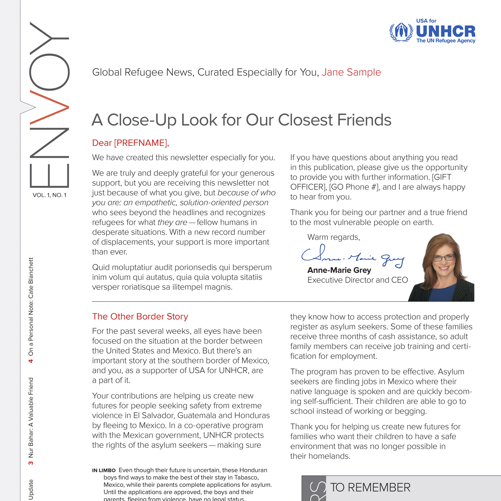 USA for UNHCR Newsletter